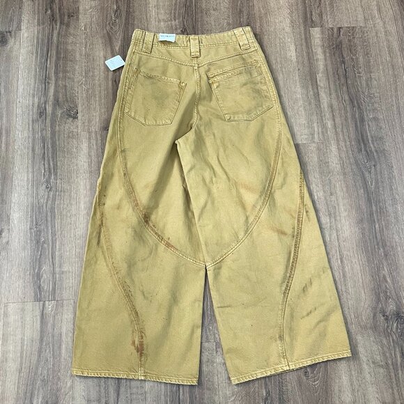 NEW Free People We The Free Chill Vibes Dropped Wide Leg Mustard Scout Jeans 28 - Picture 7 of 15